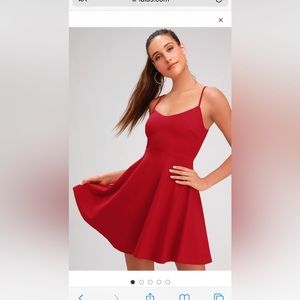 Lulu’s Red Do You Wanna Dance? Skater Dress XS NWOT